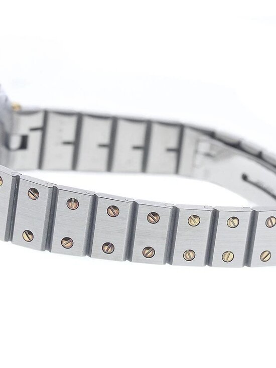 Cartier Ronde Santos 29 MM White Dial Pre-owned CARTIER Santos Round SM YG bezel white Dial Quartz Ladies Watch_954285